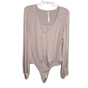Intimately Free People Smokin and Rockin Light Blush Bodysuit EUC Size Large